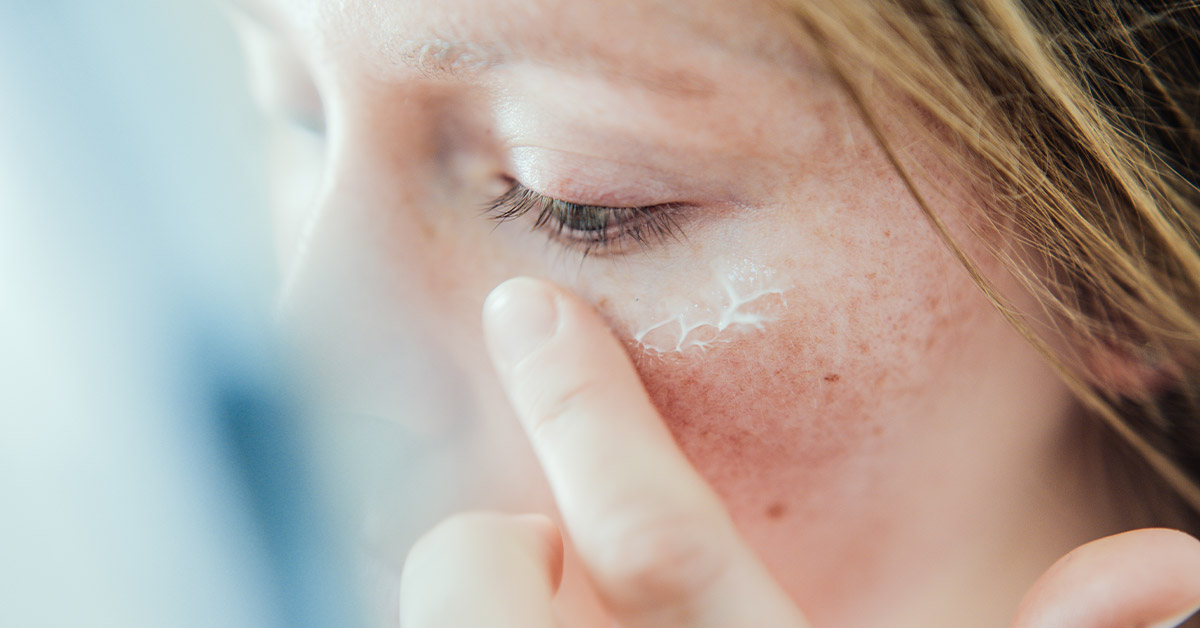 Female Closeup Face Using SPF